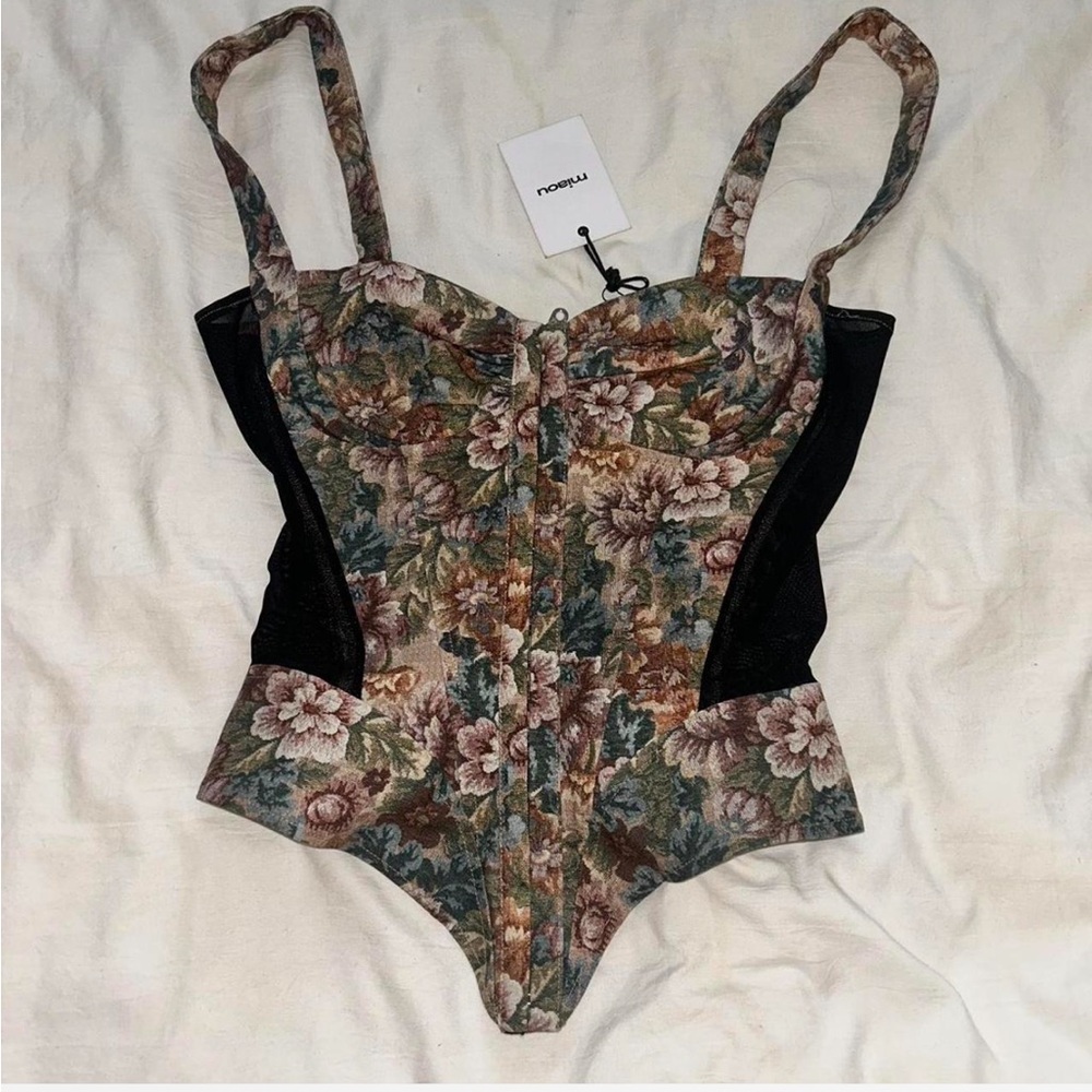 MIAOU DEVILLE floral mesh corset